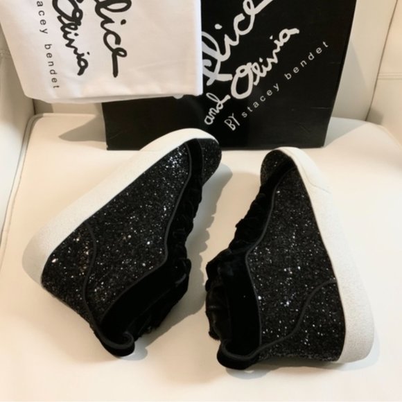 Alice + Olivia Camil Glitter Womens Mid-Top Black Fashion Sneakers Athletic Shoe - Picture 10 of 10